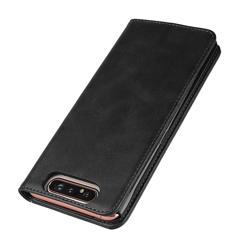 Flip Case Samsung Galaxy A80 / A90 Schwarz Lederimitatnähte