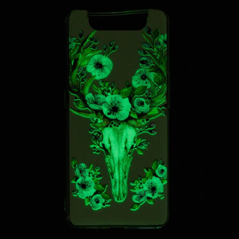 Hülle Samsung Galaxy A80 / A90 Fluoreszierender Blühender Elch