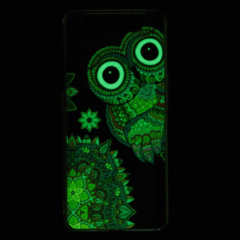 Hülle Samsung Galaxy A80 / A90 Handyhülle Fluoreszierende Mandala-Eule