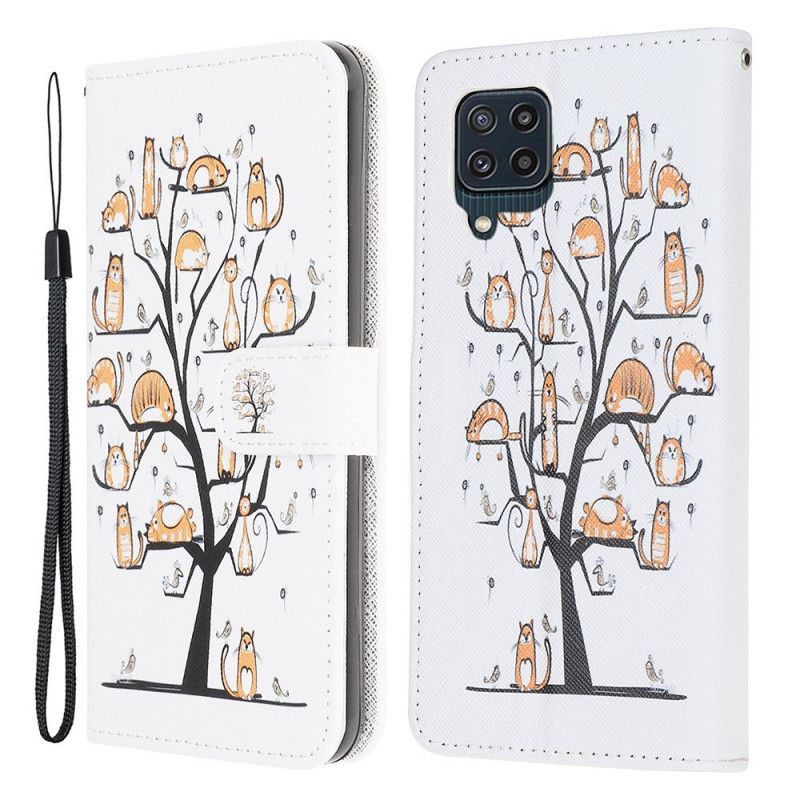 Lederhüllen Samsung Galaxy M32 Funky Cats Riemchen