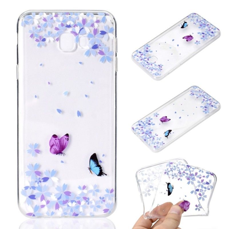 Hülle Samsung Galaxy J4 Plus Handyhülle Transparente Schmetterlinge Und Blumen