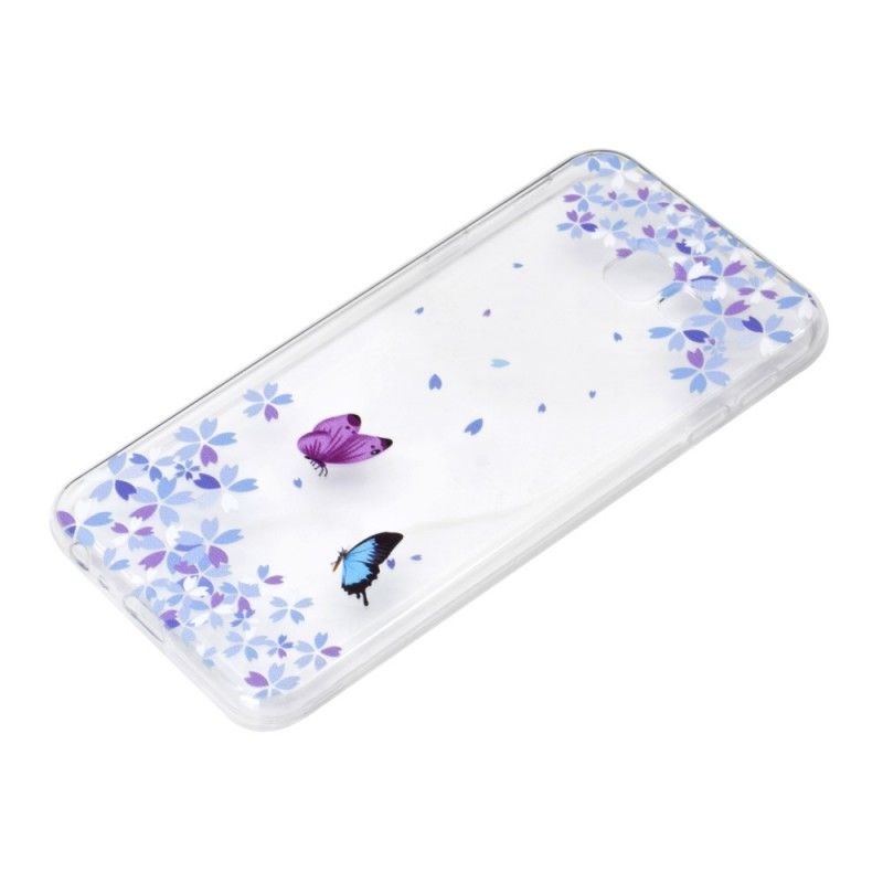 Hülle Samsung Galaxy J4 Plus Handyhülle Transparente Schmetterlinge Und Blumen