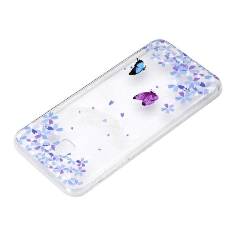 Hülle Samsung Galaxy J4 Plus Handyhülle Transparente Schmetterlinge Und Blumen