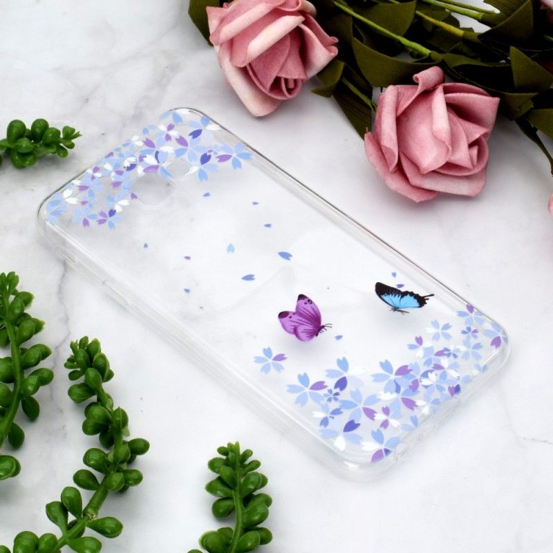 Hülle Samsung Galaxy J4 Plus Handyhülle Transparente Schmetterlinge Und Blumen