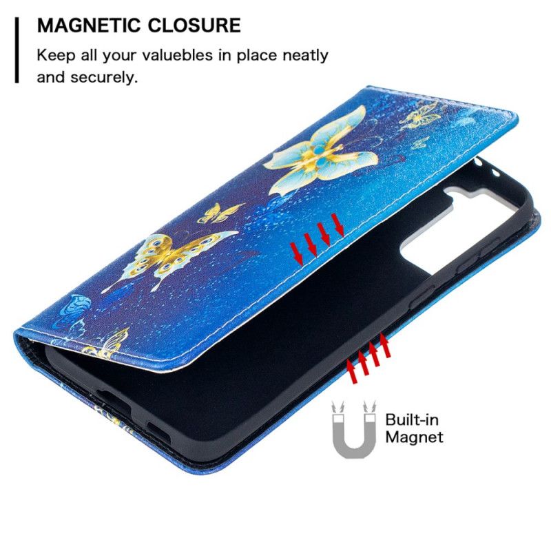 Flip Case Für Samsung Galaxy S21 Plus 5G Bunte Schmetterlinge