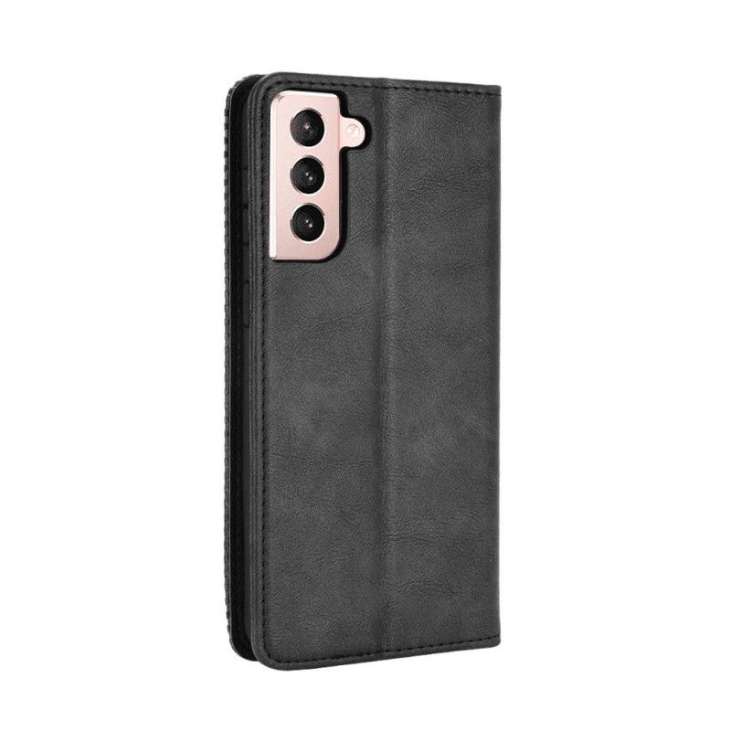 Flip Case Für Samsung Galaxy S21 Plus 5G Schwarz Stilisierter Vintage-Ledereffekt