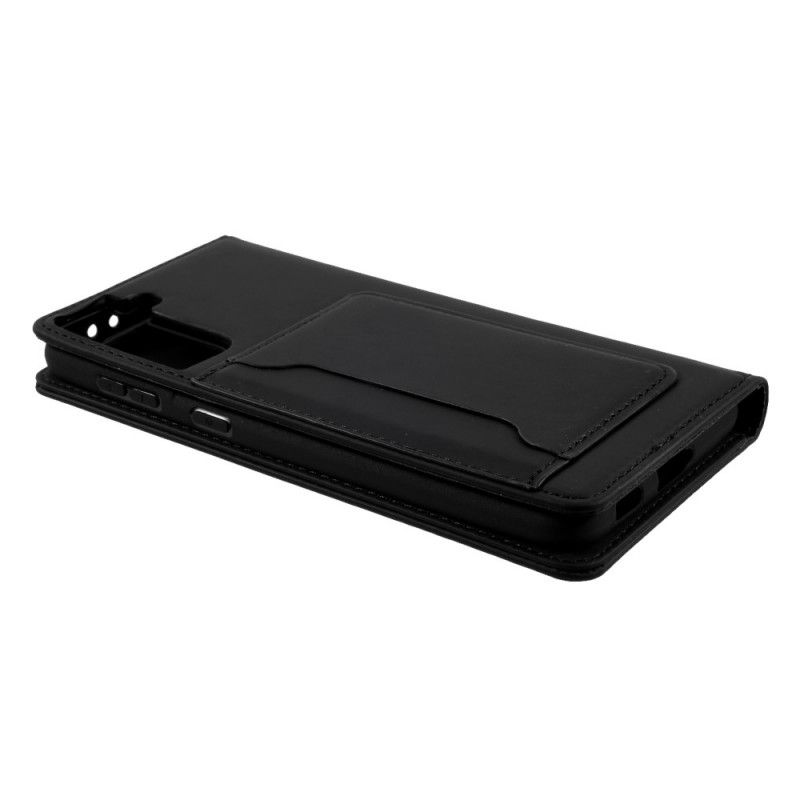 Flip Case Samsung Galaxy S21 Plus 5G Schwarz Inhaber Einer Unterstützungskarte
