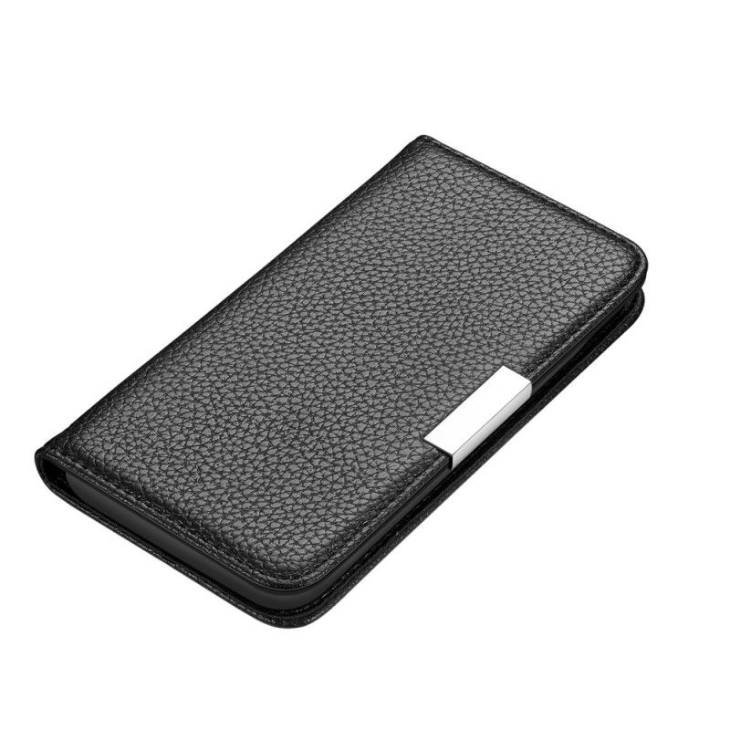 Flip Case Samsung Galaxy S21 Plus 5G Schwarz Ultra Schickes Litschi-Kunstleder