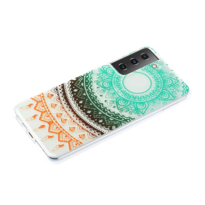 Hülle Samsung Galaxy S21 Plus 5G Schwarz Transparentes Blumenmandala