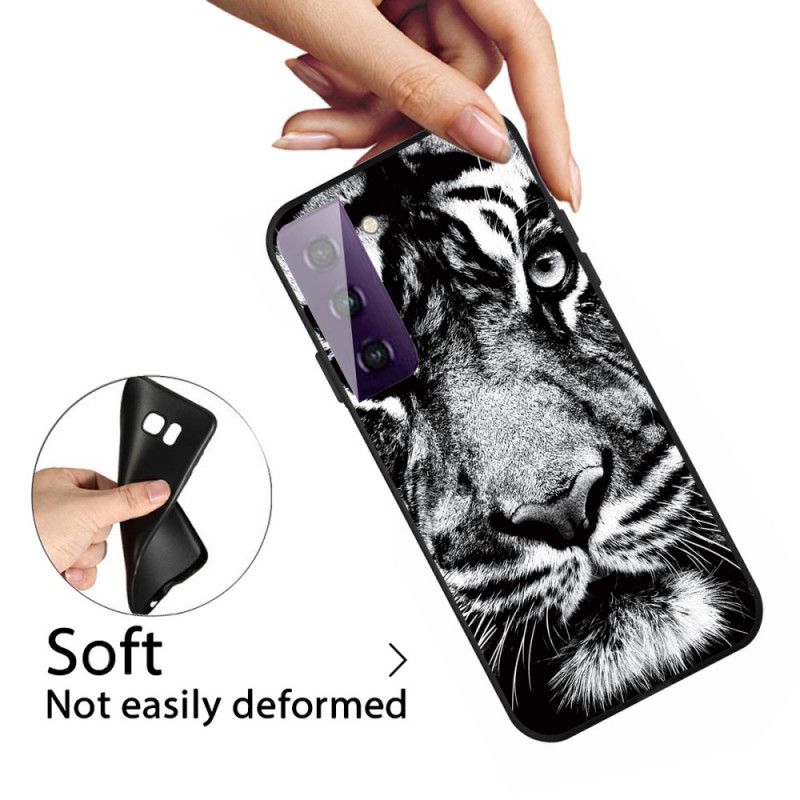 Hülle Samsung Galaxy S21 Plus 5G Schwarzweiss-Tiger
