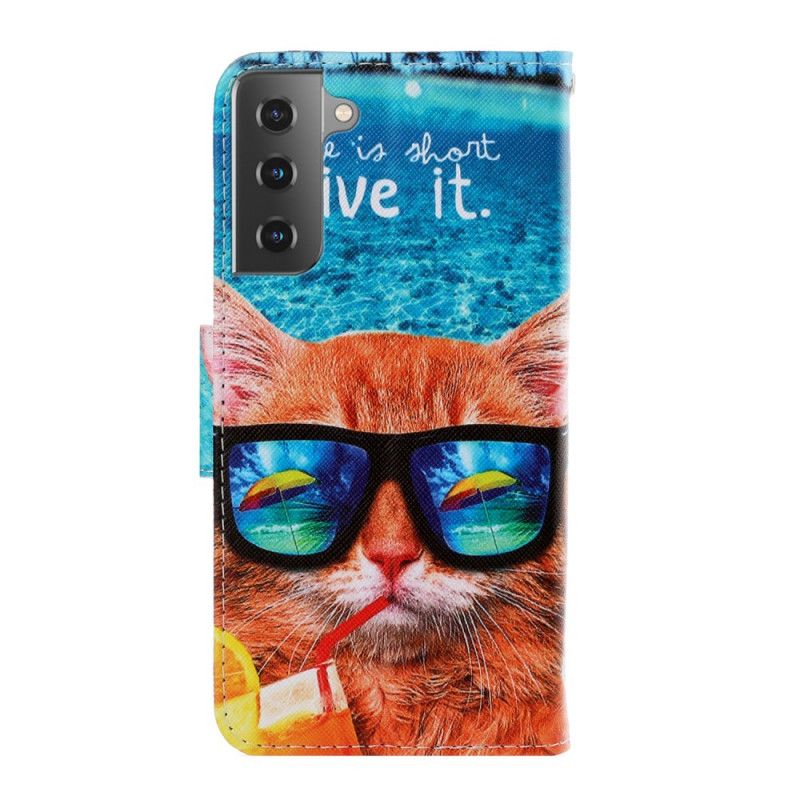 Lederhüllen Für Samsung Galaxy S21 Plus 5G Katze Lebe Es Mit Tanga