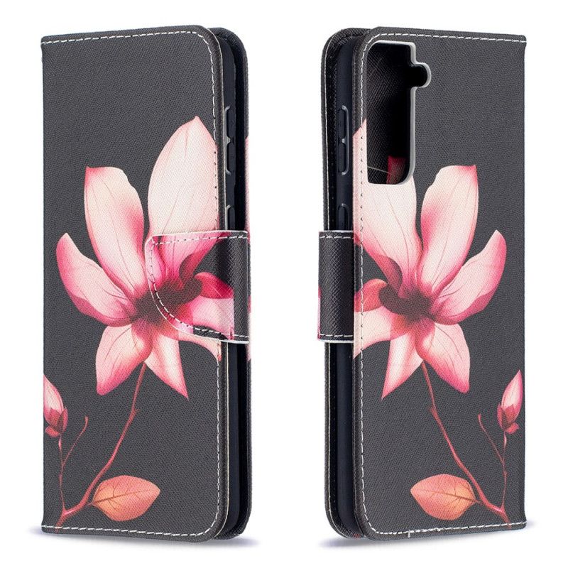 Lederhüllen Samsung Galaxy S21 Plus 5G Rosa Blume