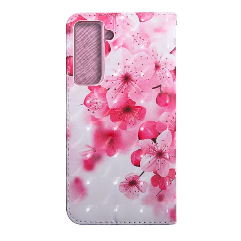 Lederhüllen Samsung Galaxy S21 Plus 5G Rosa Blüten