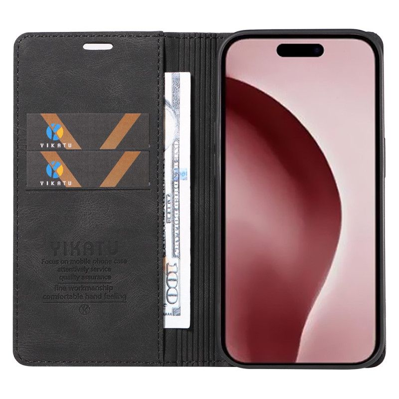 Flip Case Für iPhone 16 Pro Yikatu Wildledereffekt