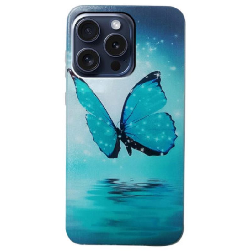 Hülle Für iPhone 16 Pro Blauer Schmetterling