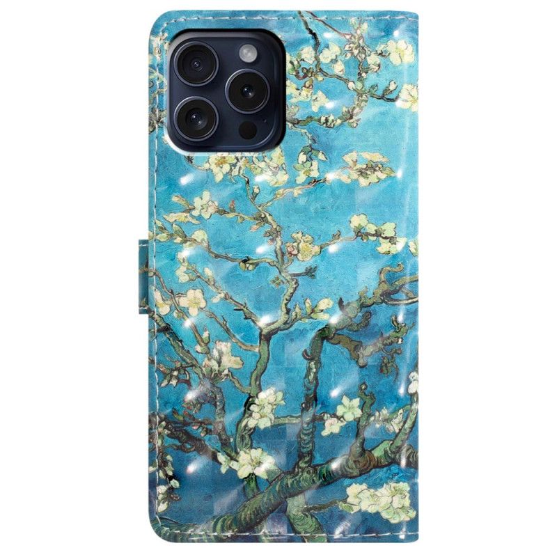 Lederhüllen iPhone 16 Pro Blumenkunst Mit Riemen