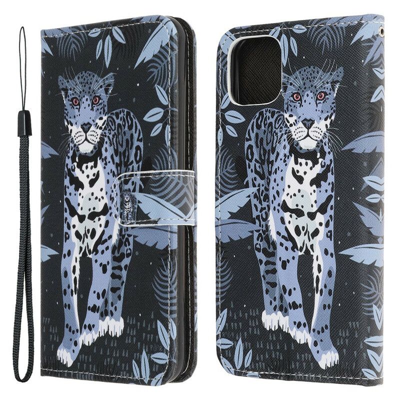 Lederhüllen Iphone 13 Pro Handyhülle Leopard Riemchen