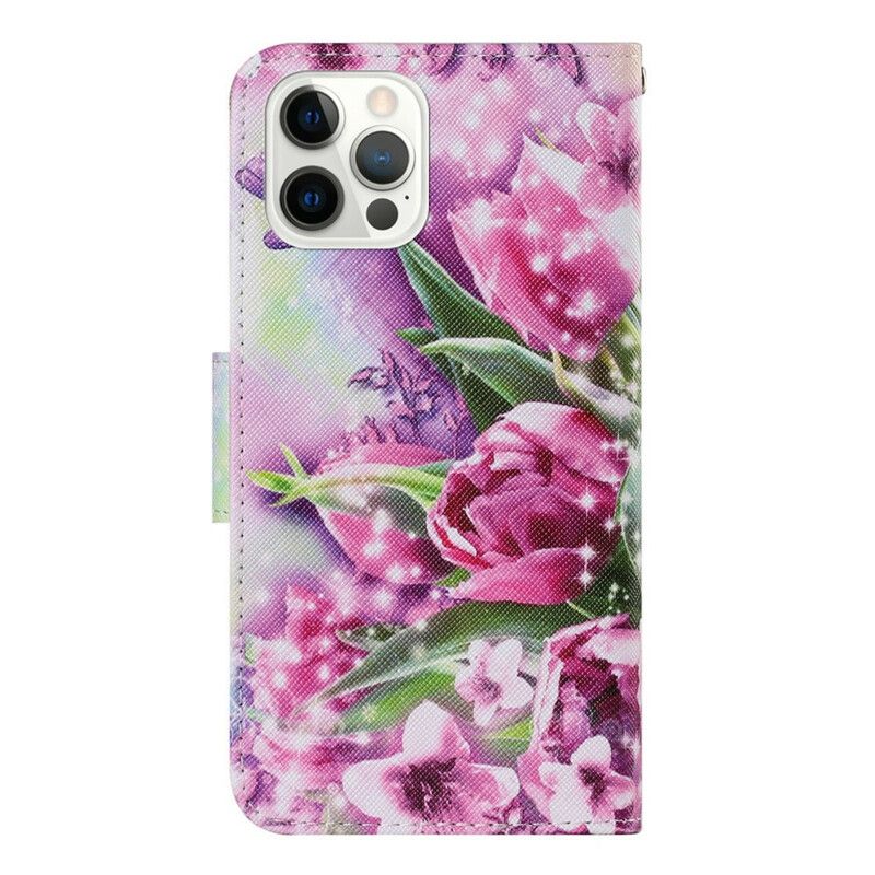 Lederhüllen Iphone 13 Pro Handyhülle Schmetterlinge Und Tulpen