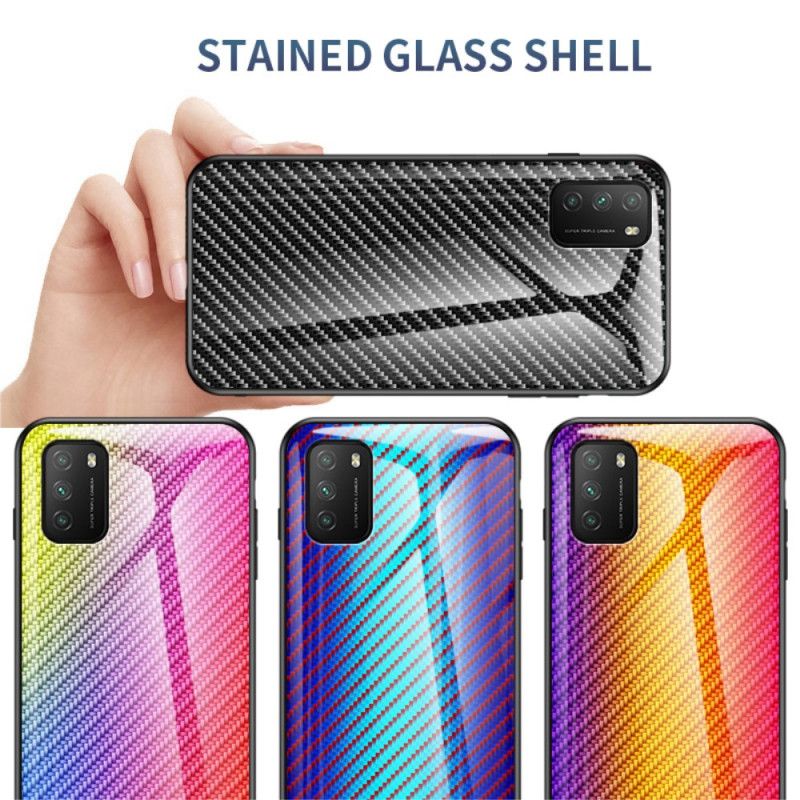 Hülle Xiaomi Poco M3 Schwarz Gehärtetes Kohlefaserglas