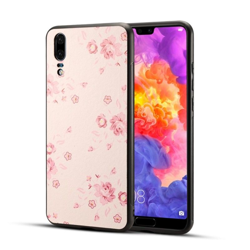 Hülle Huawei P20 Magenta Freiheitsblumen Aus Kunstleder