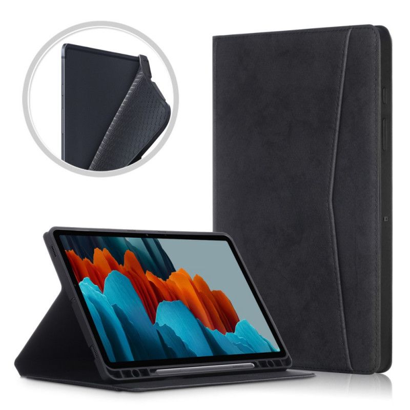 Case Samsung Galaxy Tab S7 Plus Schwarz Business-Ledereffekt