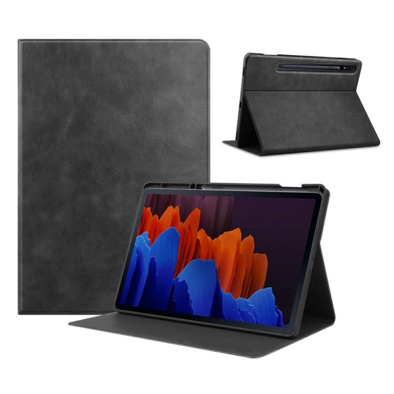 Case Samsung Galaxy Tab S7 Plus Schwarz Handyhülle Klassisches Kunstleder