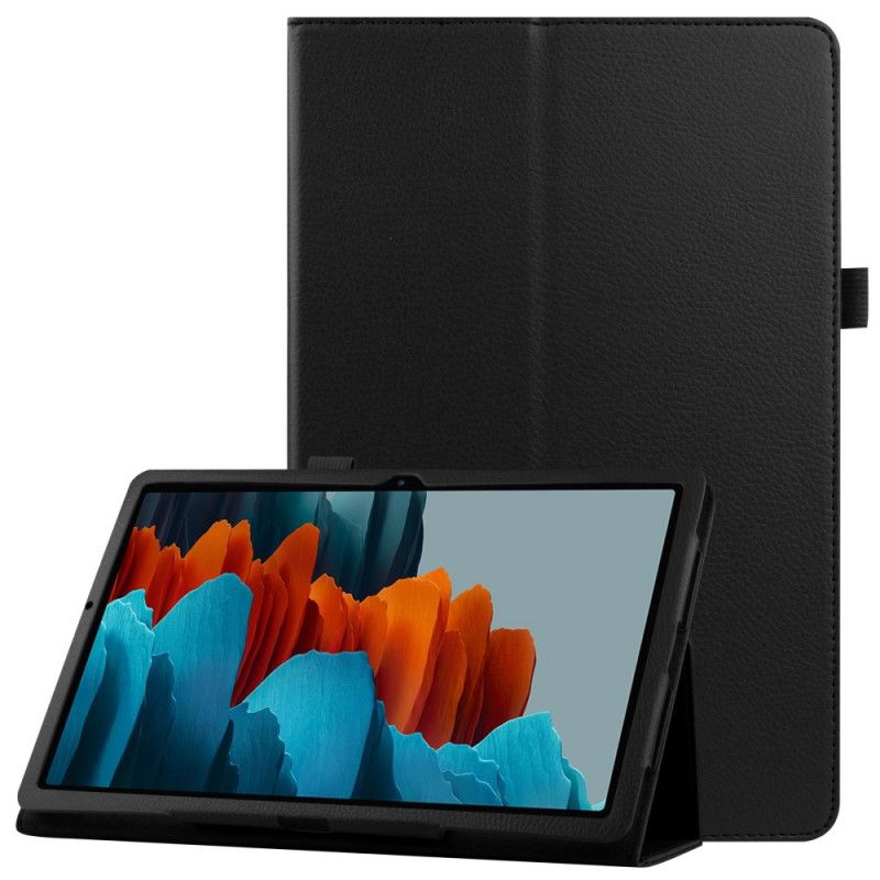 Case Samsung Galaxy Tab S7 Plus Schwarz Litschi-Kunstleder