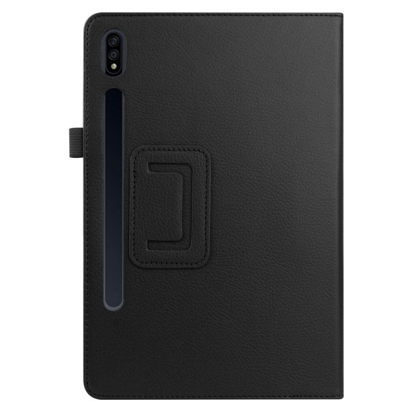 Case Samsung Galaxy Tab S7 Plus Schwarz Litschi-Kunstleder