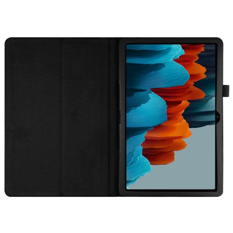 Case Samsung Galaxy Tab S7 Plus Schwarz Litschi-Kunstleder