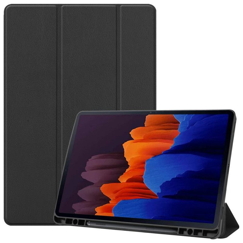 Smart Case Samsung Galaxy Tab S7 Plus Schwarz Dreifach Gefalteter Stifthalter