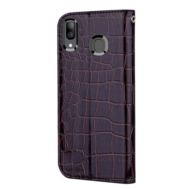 Flip Case Samsung Galaxy A30 Schwarz Handyhülle Krokodilhauteffekt Und Pailletten