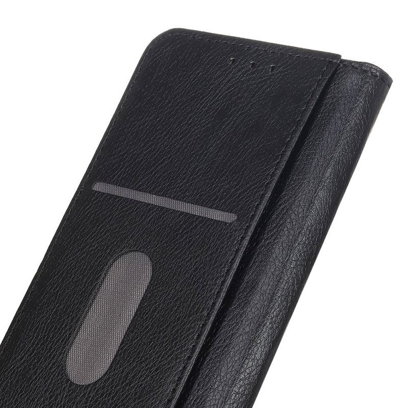 Flip Case Für Xiaomi Redmi Note 10 / Note 10S Schwarz Litschi-Spaltleder