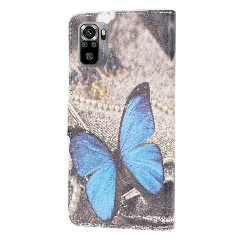 Lederhüllen Xiaomi Redmi Note 10 / Note 10S Blauer Schmetterling