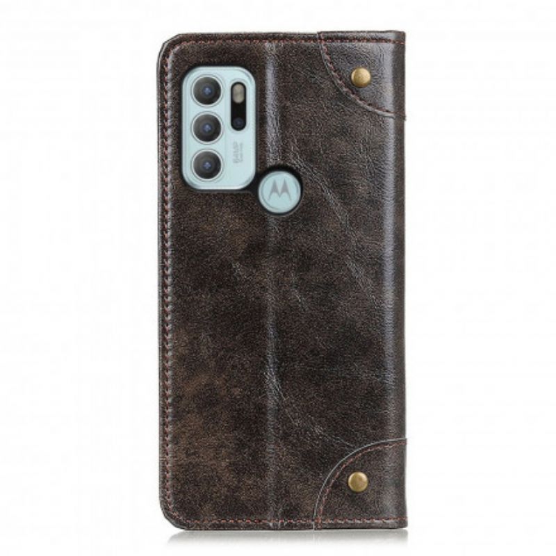 Flip Case Moto G60s Style Nappaleder