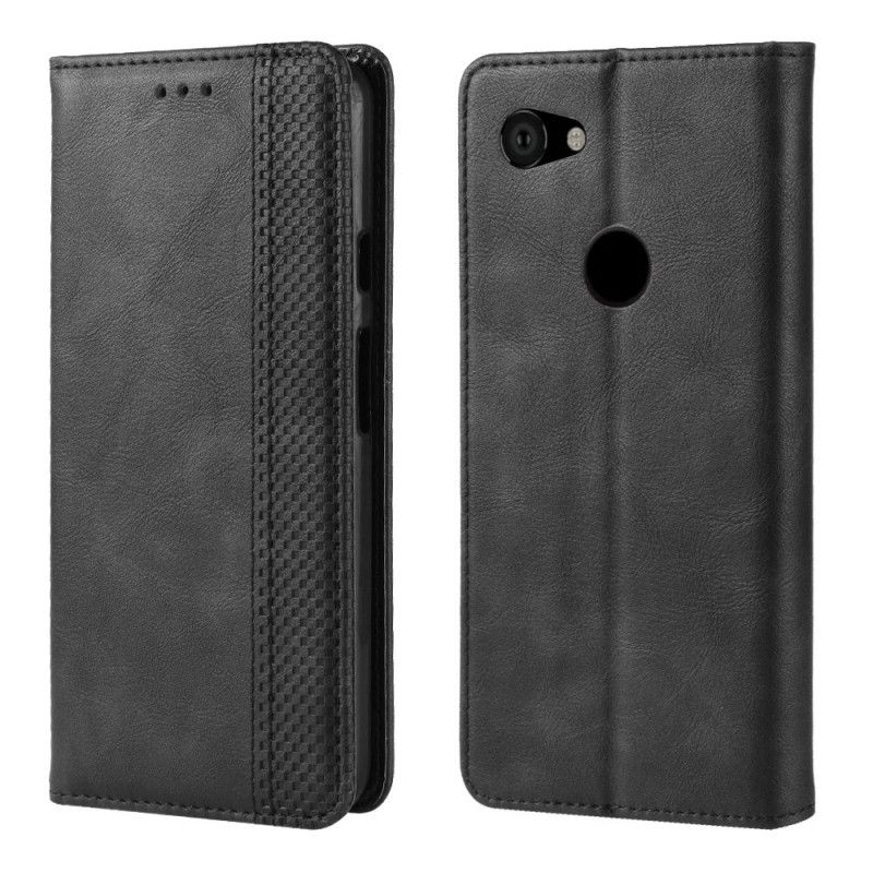 Flip Case Für Google Pixel 3A Schwarz Stilisierter Vintage-Ledereffekt