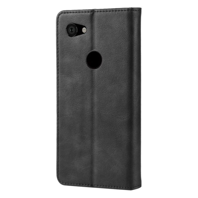 Flip Case Für Google Pixel 3A Schwarz Stilisierter Vintage-Ledereffekt