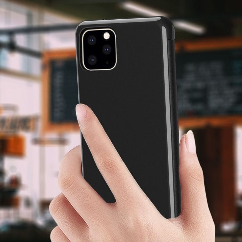 Ansichtsabdeckung iPhone 11 Weiß Spiegel Und Kunstleder