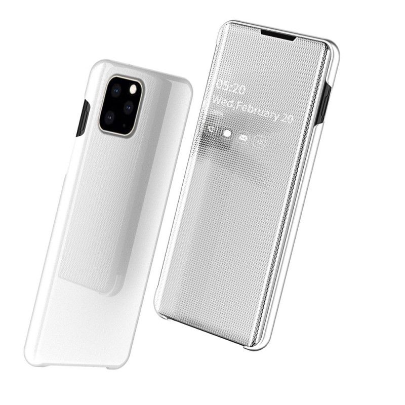 Ansichtsabdeckung iPhone 11 Weiß Spiegel Und Kunstleder