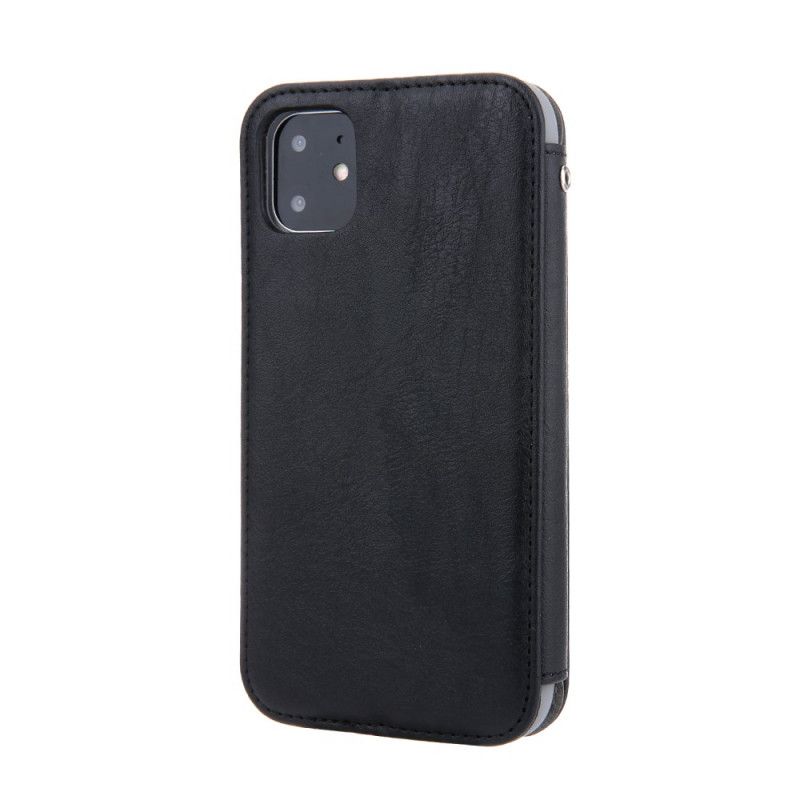 Flip Case iPhone 11 Schwarz Finesse Leder Stil