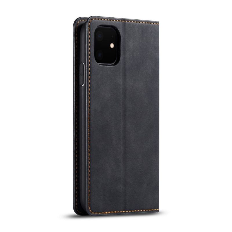 Flip Case iPhone 11 Schwarz Forwenw Ledereffekt