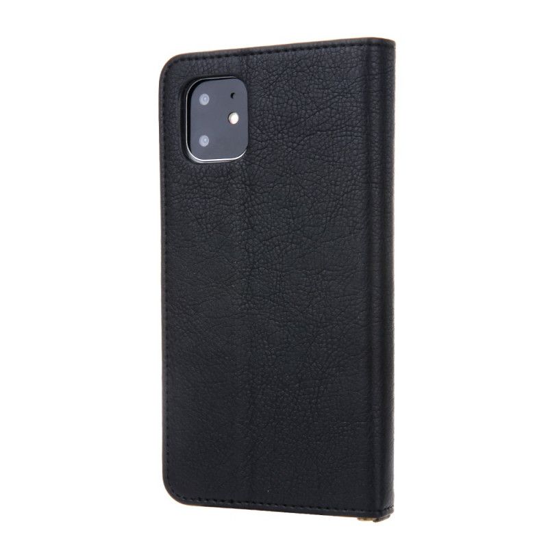 Flip Case iPhone 11 Schwarz Handyhülle Erstklassiger Lederstil