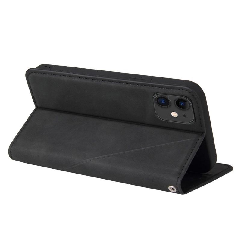 Flip Case iPhone 11 Schwarz Vintage-Dreieck-Stil