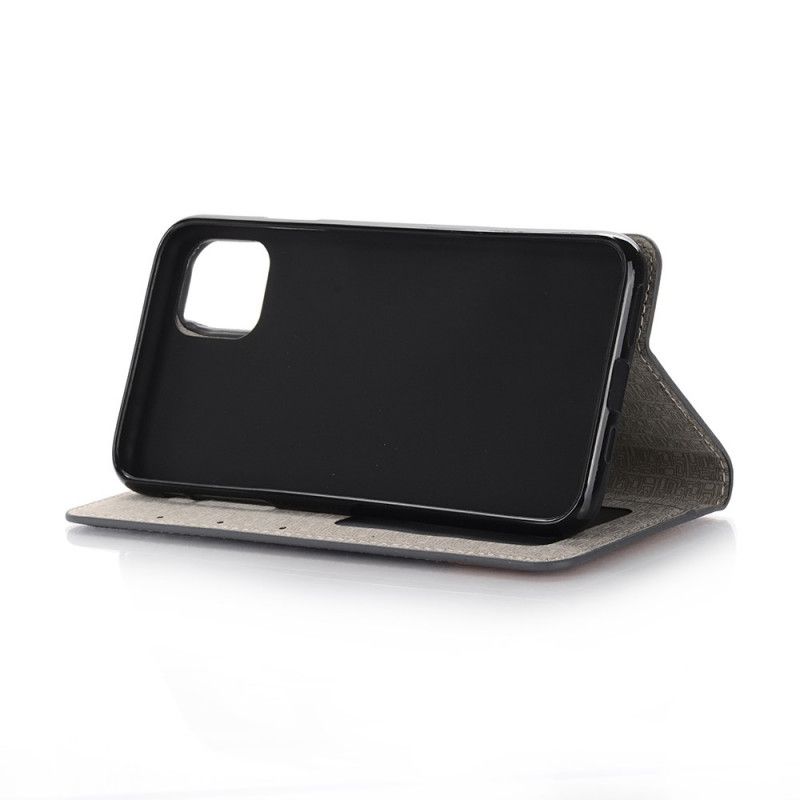 Flip Case iPhone 11 Schwarz Zweifarbiges Kunstleder