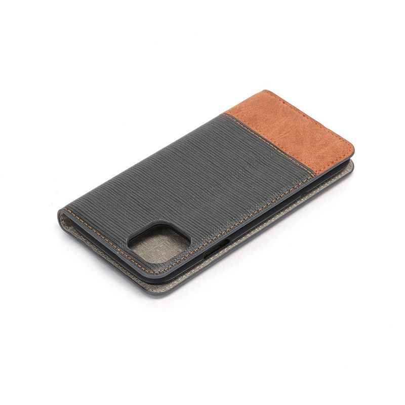 Flip Case iPhone 11 Schwarz Zweifarbiges Kunstleder