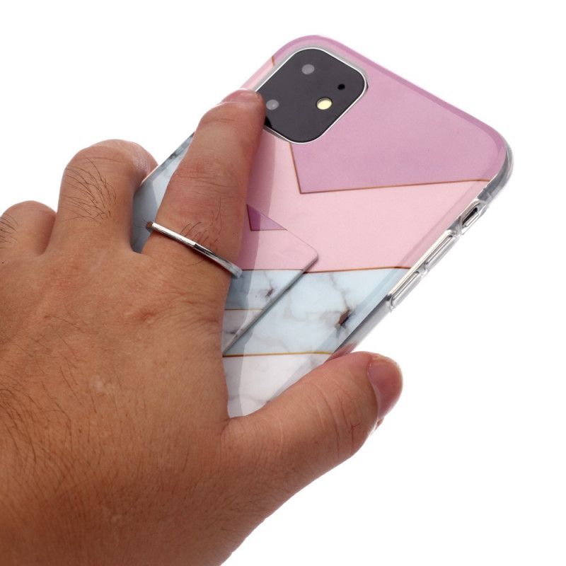 Hülle iPhone 11 Magenta Marmorausführung Mit Stützring