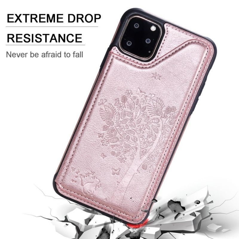 Hülle iPhone 11 Roségold Multifunktionaler Katzendruck