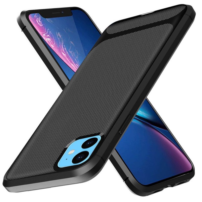 Hülle iPhone 11 Schwarz Flexible Kohlefaser