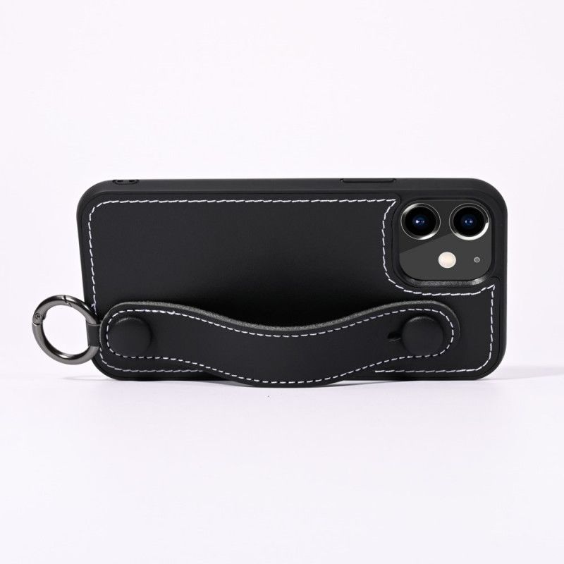 Hülle iPhone 11 Schwarz Handyhülle Echtlederarmband