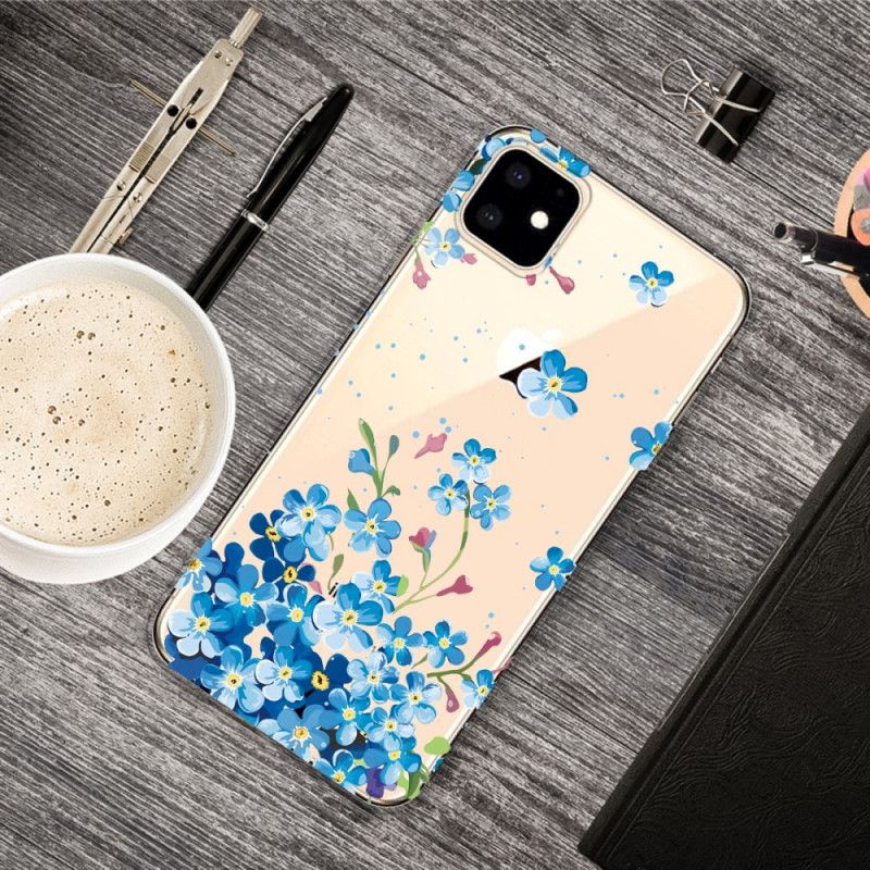 Hülle iPhone 11 Strauß Blauer Blumen