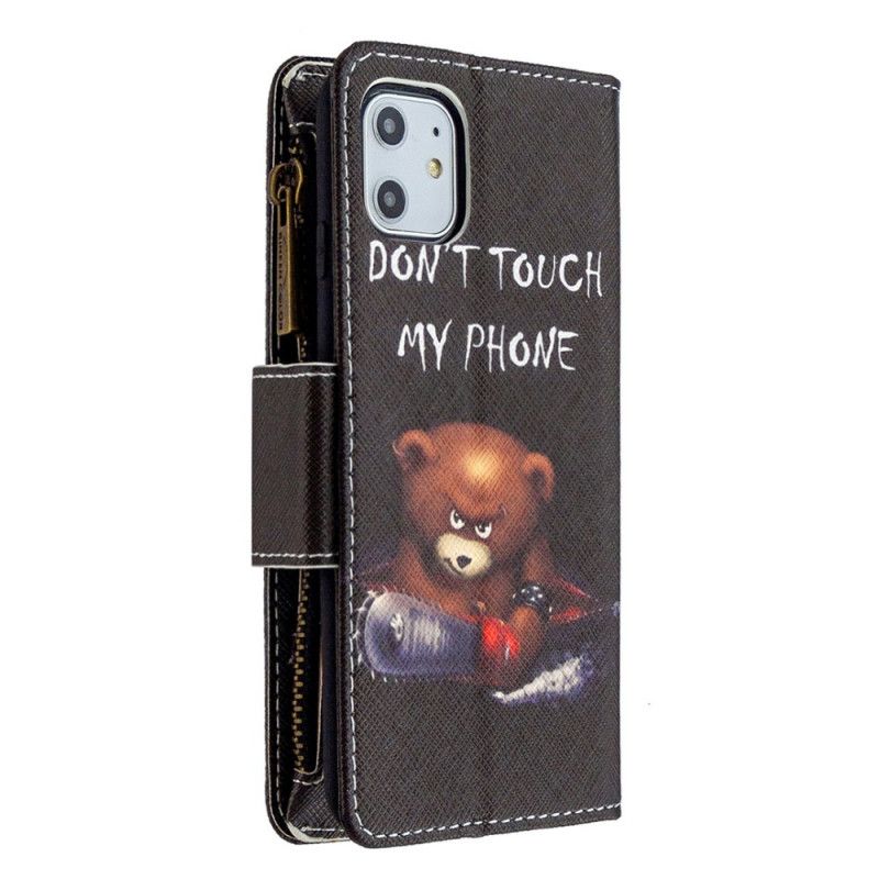 Lederhüllen iPhone 11 Bärentasche Mit Reißverschluss